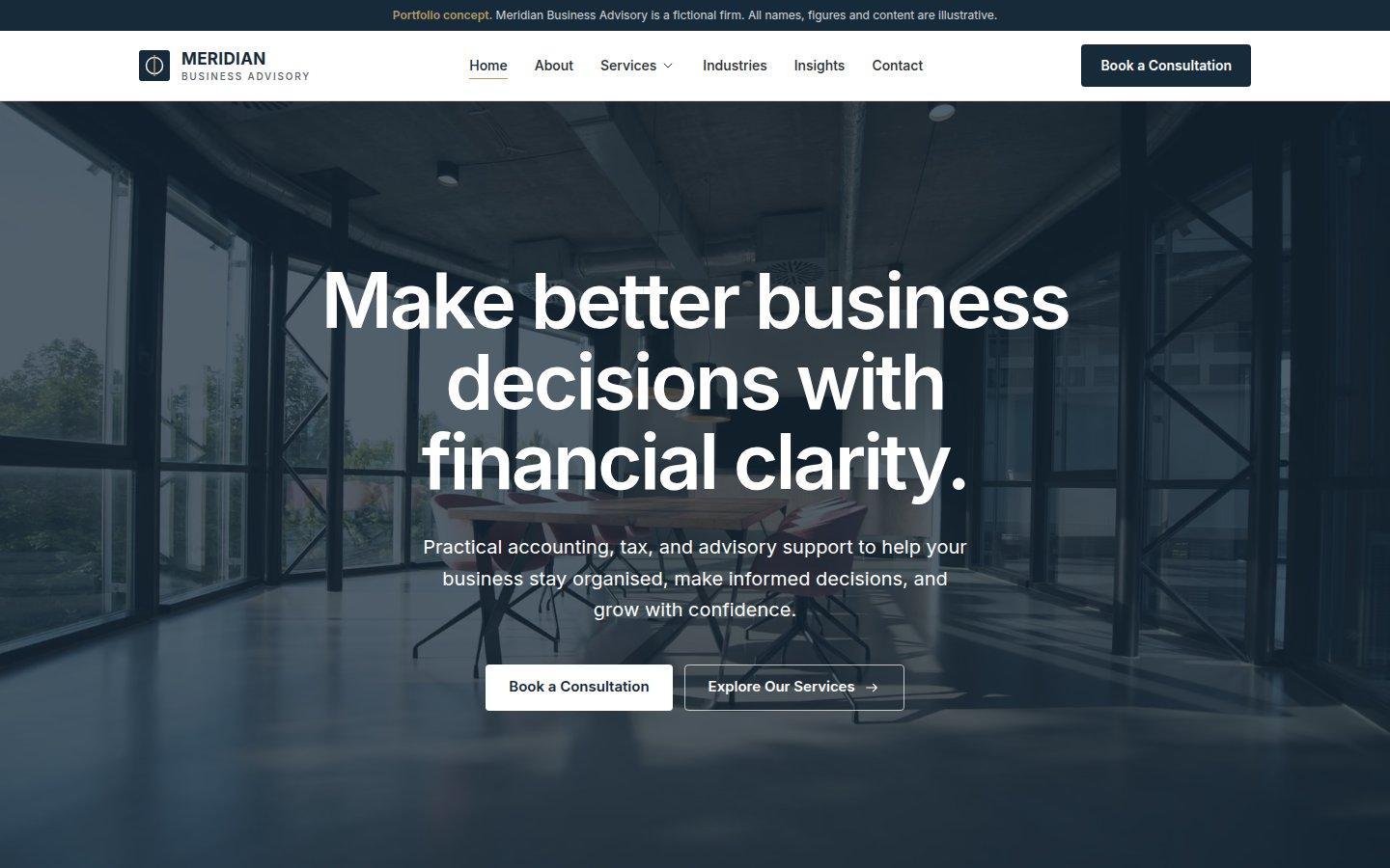 Meridian Business Advisory screen
