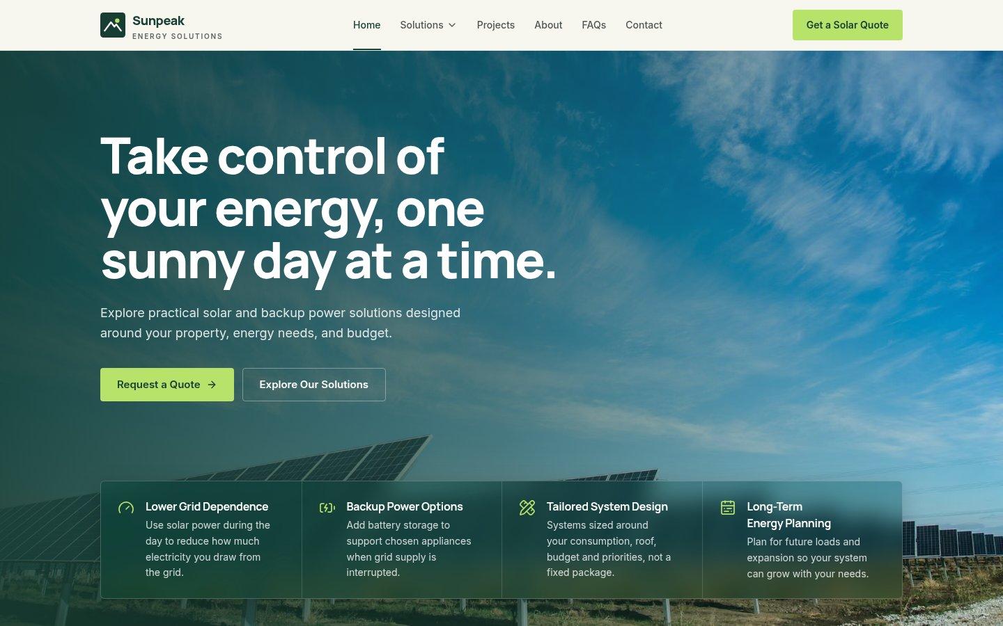 Sunpeak Energy Solutions screen