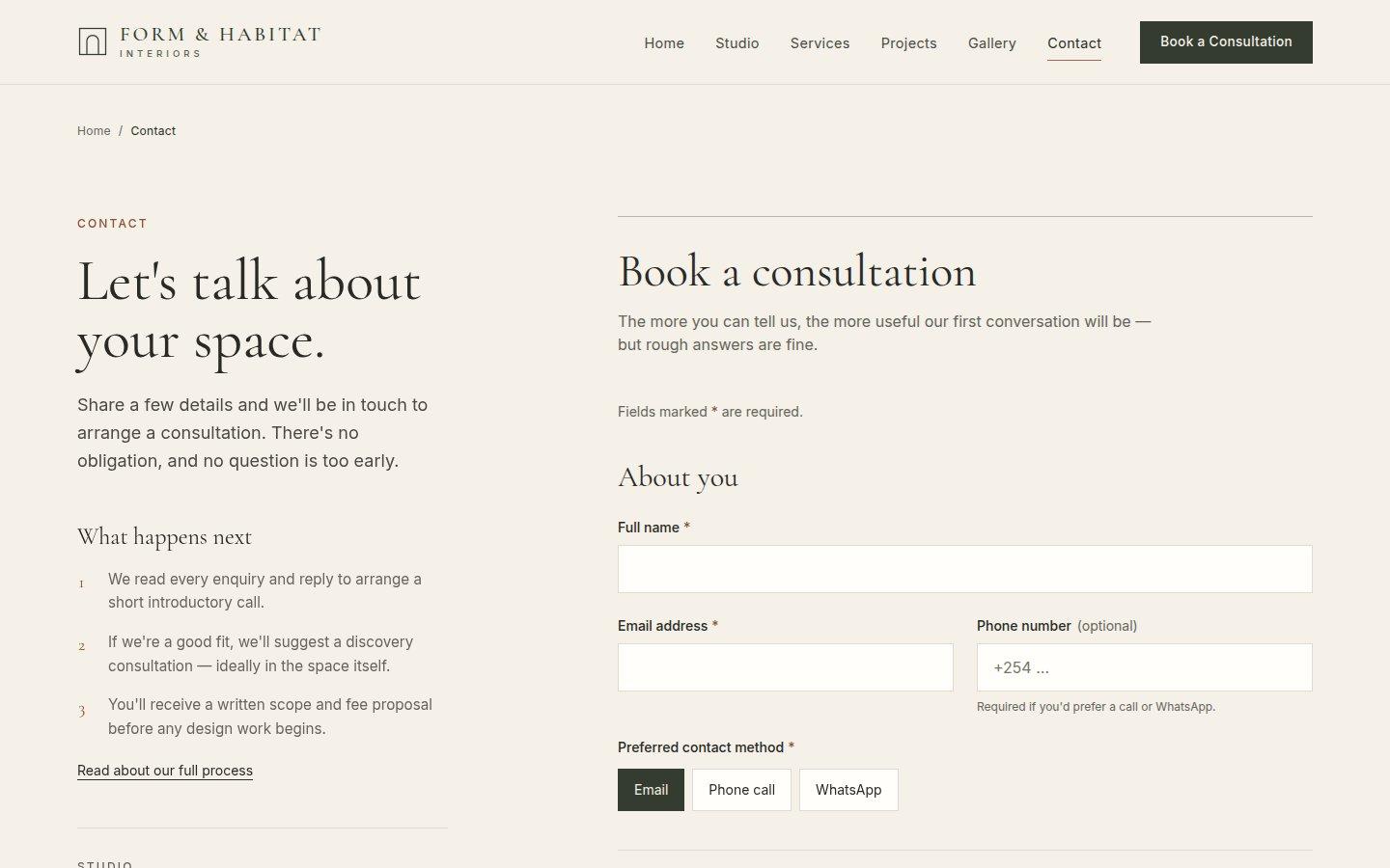 Booking a consultation