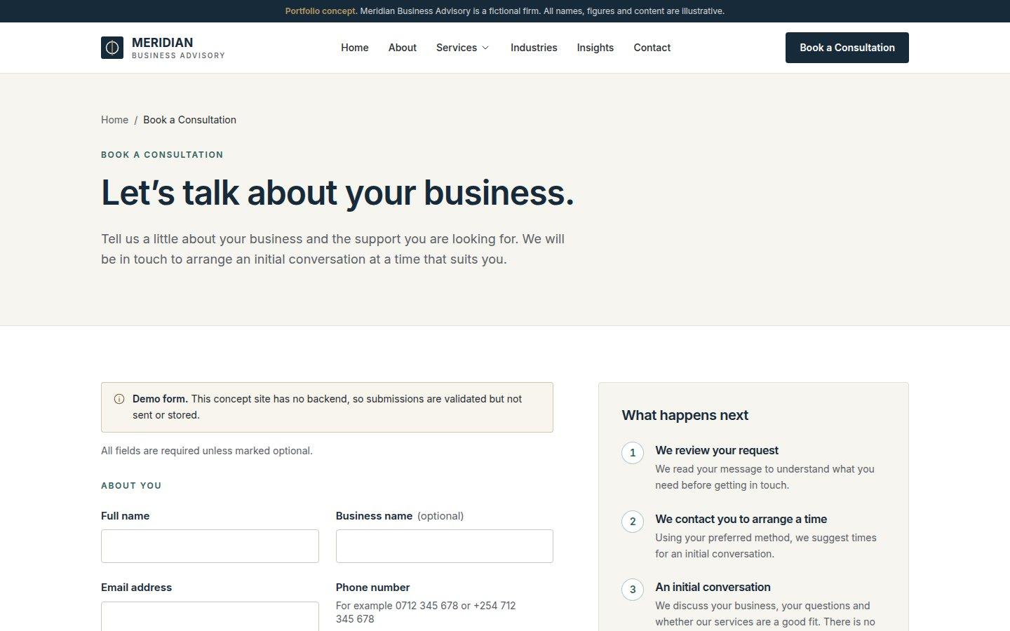 Booking a consultation