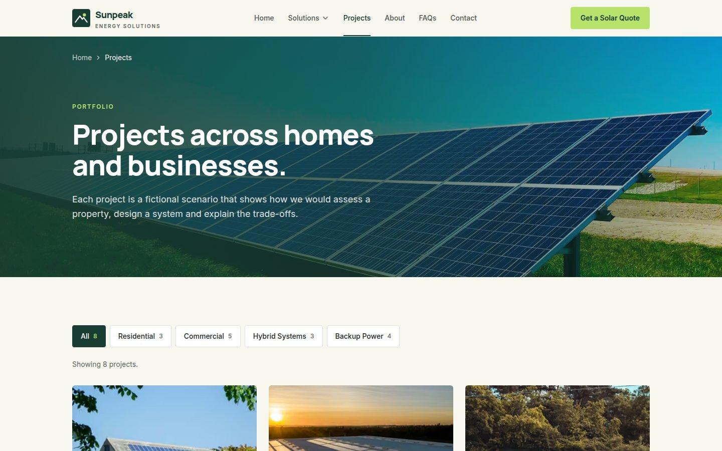 The filterable project portfolio